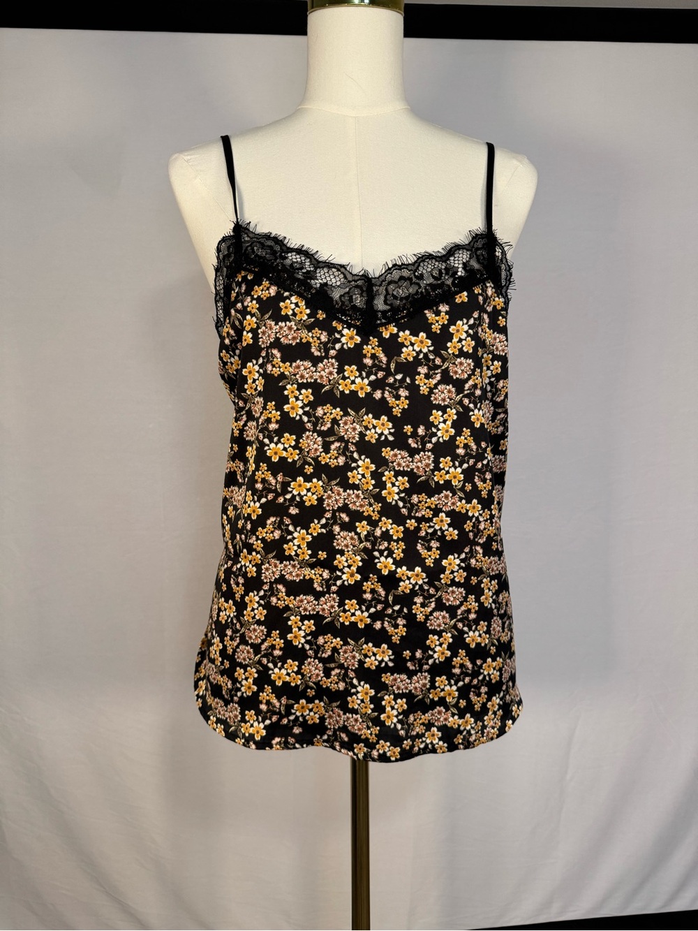 Satiny Floral and Lace Cami Large